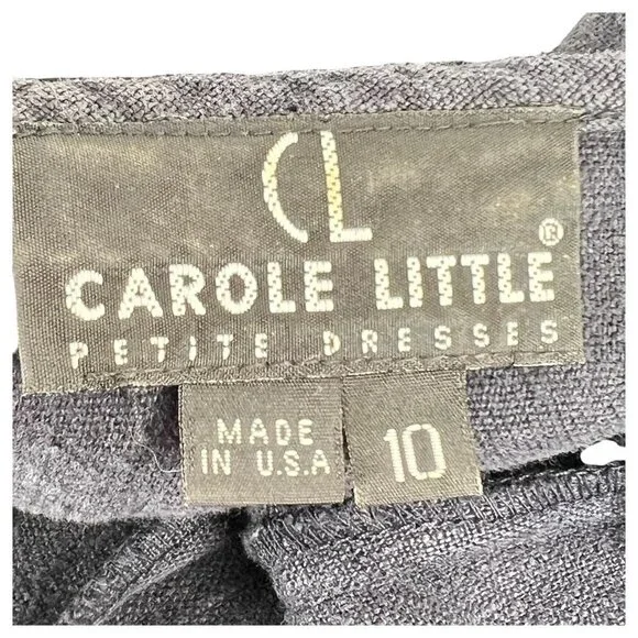 VTG Carole Little Linen Floral Embroidered Maxi Dress Short Sleeve 10 Petite - Picture 5 of 11